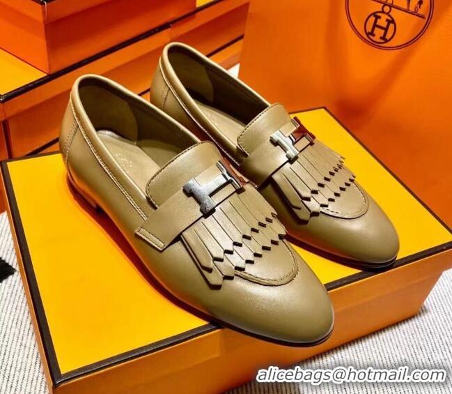 Pretty Style Hermes Royal Loafer in Calfskin Brown 611078