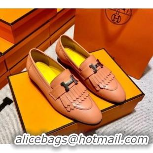 Sumptuous Hermes Royal Loafer in Calfskin Yellow/Pink 611079