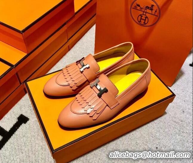 Sumptuous Hermes Royal Loafer in Calfskin Yellow/Pink 611079