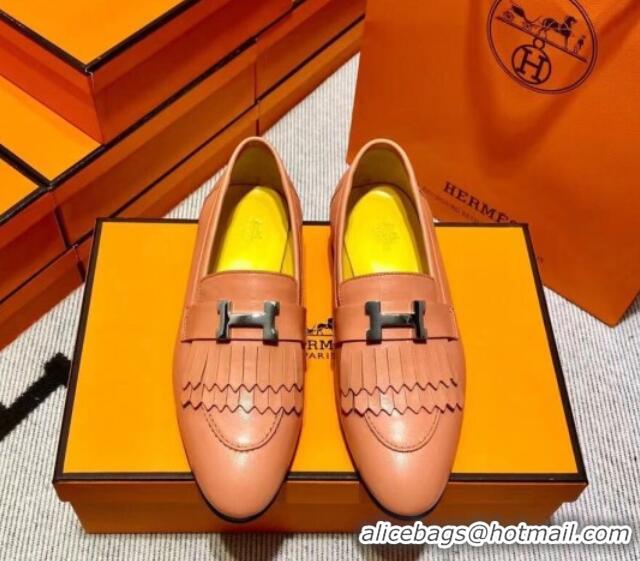 Sumptuous Hermes Royal Loafer in Calfskin Yellow/Pink 611079