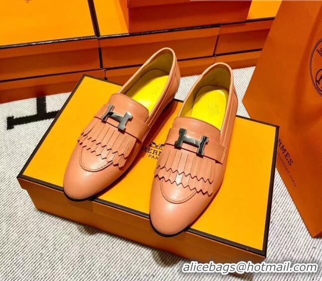 Sumptuous Hermes Royal Loafer in Calfskin Yellow/Pink 611079