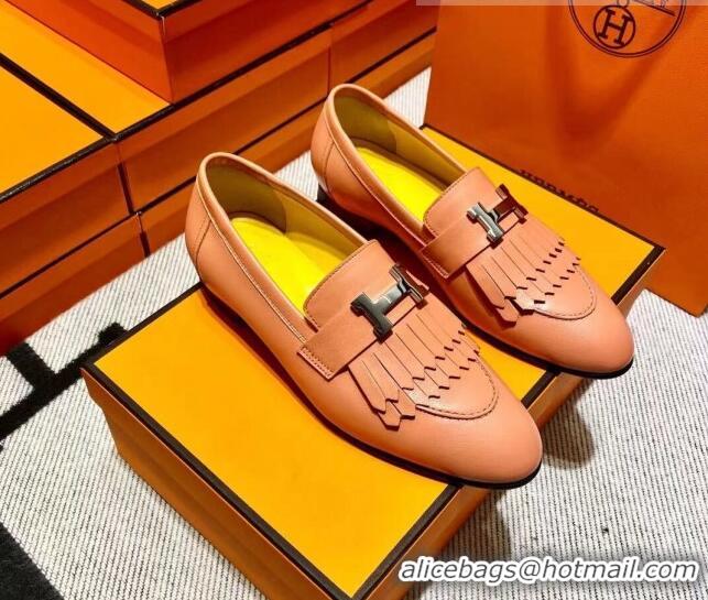 Sumptuous Hermes Royal Loafer in Calfskin Yellow/Pink 611079