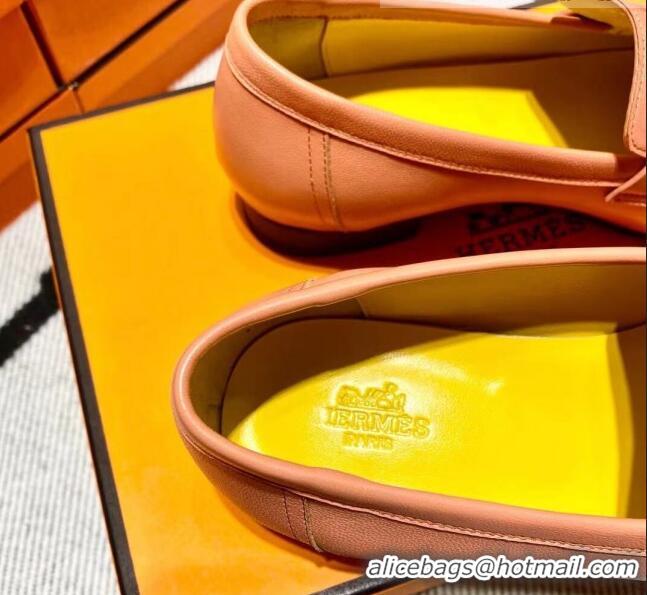 Sumptuous Hermes Royal Loafer in Calfskin Yellow/Pink 611079