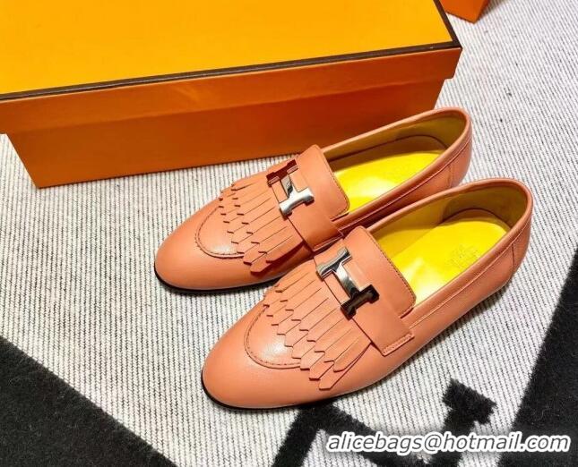 Sumptuous Hermes Royal Loafer in Calfskin Yellow/Pink 611079