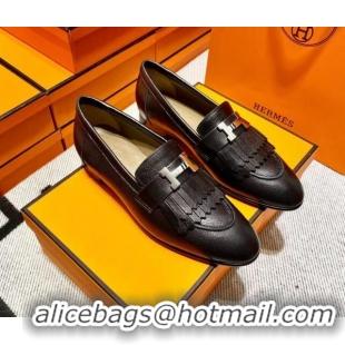 Top Quality Hermes Royal Loafer in Calfskin Black/Brown 611082