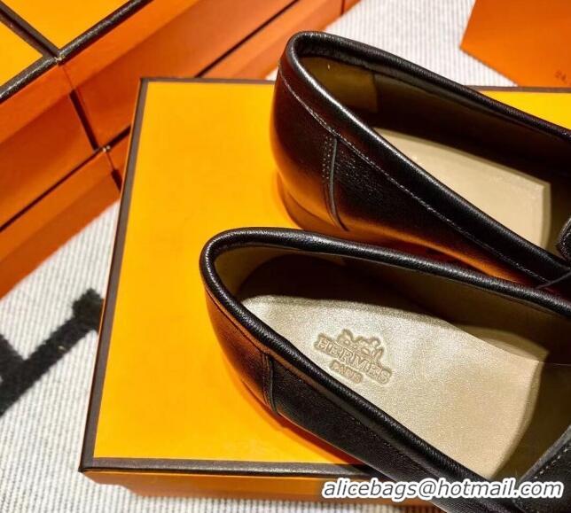 Top Quality Hermes Royal Loafer in Calfskin Black/Brown 611082