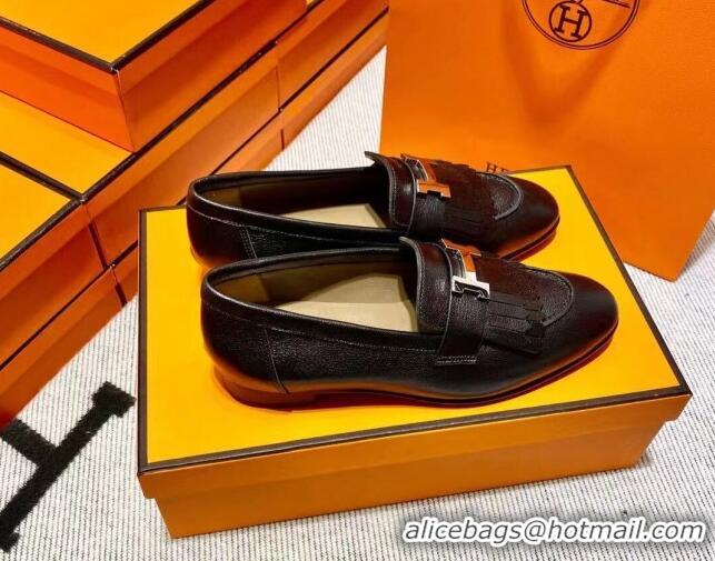 Top Quality Hermes Royal Loafer in Calfskin Black/Brown 611082