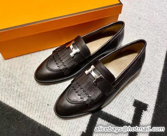 Top Quality Hermes Royal Loafer in Calfskin Black/Brown 611082