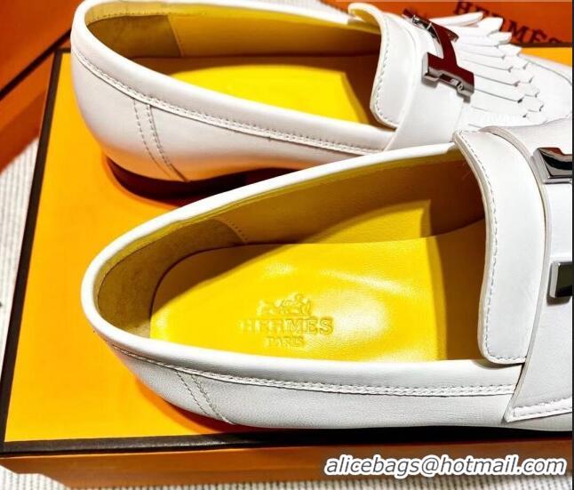 Good Quality Hermes Royal Loafer in Calfskin Off-white/Yellow 611082