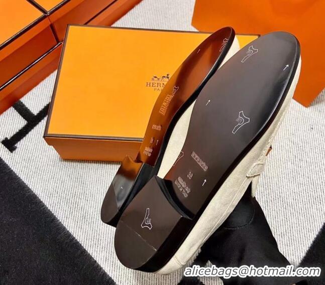 Luxury Hermes Destin Loafer in Suede Grey 0611088