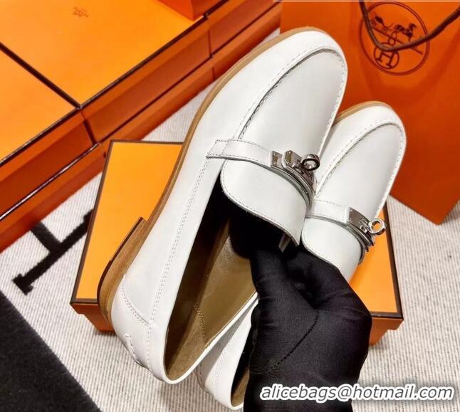 Best Grade Hermes Destin Loafer in Calfskin White 611089