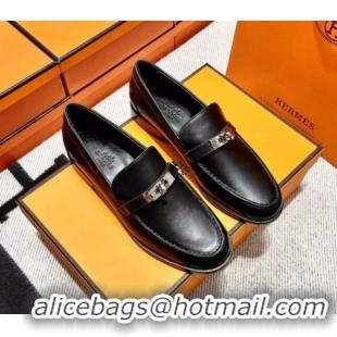 Discount Hermes Destin Loafer in Calfskin Black 611090