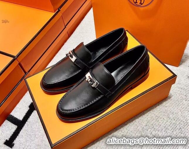 Discount Hermes Destin Loafer in Calfskin Black 611090