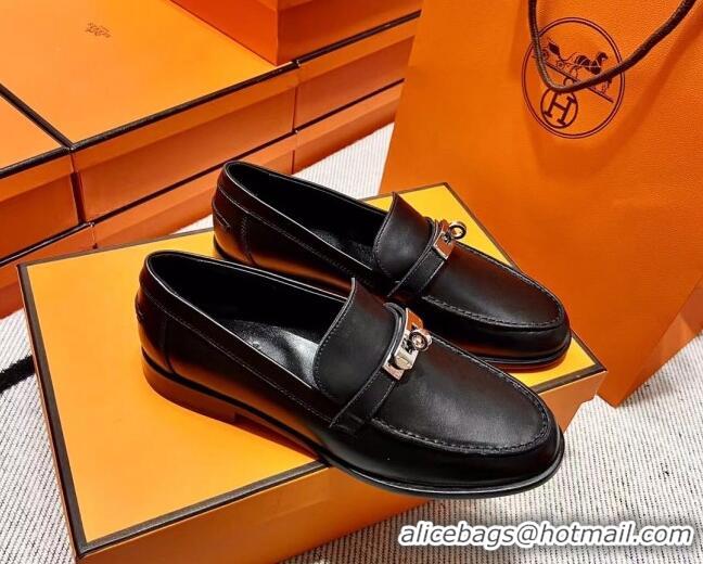 Discount Hermes Destin Loafer in Calfskin Black 611090