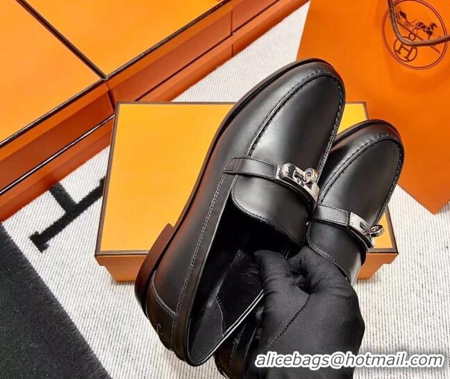 Discount Hermes Destin Loafer in Calfskin Black 611090