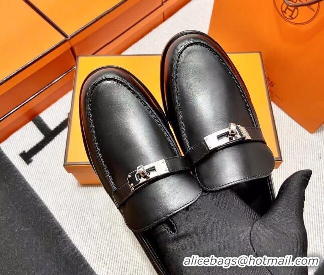 Discount Hermes Destin Loafer in Calfskin Black 611090