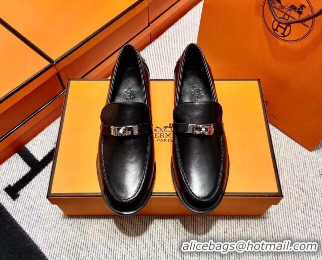 Discount Hermes Destin Loafer in Calfskin Black 611090