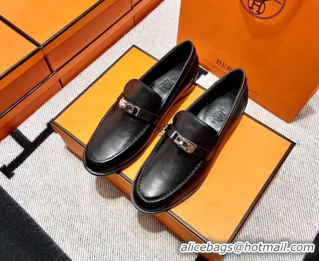 Discount Hermes Destin Loafer in Calfskin Black 611090