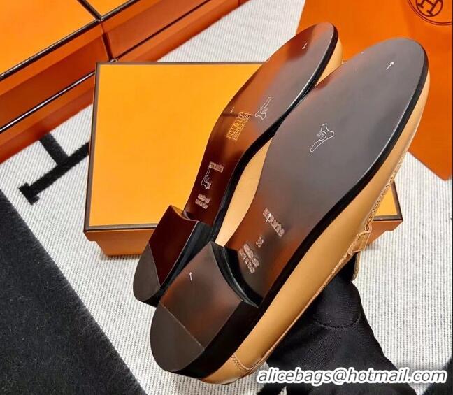 Duplicate Hermes Destin Loafer in Calfskin Brown 611091