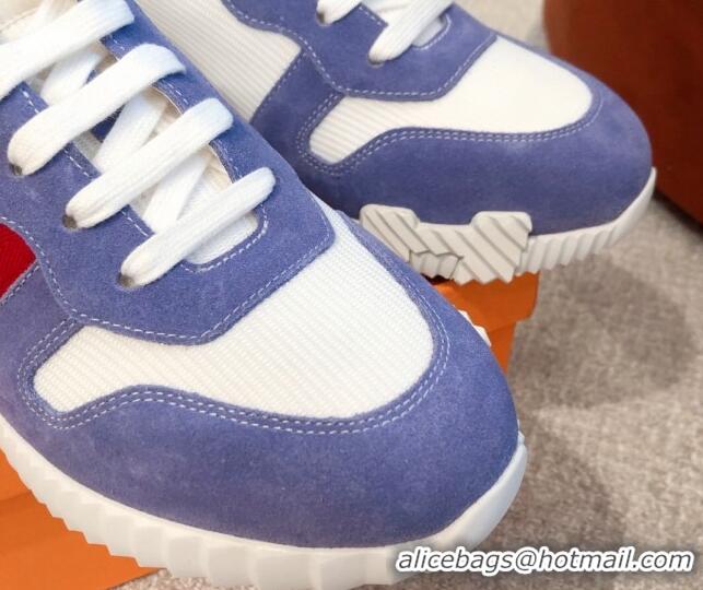 Super Quality Hermes Bouncing Knit and Suede Sneakers Purple/White 062226