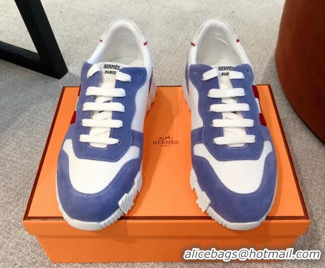 Super Quality Hermes Bouncing Knit and Suede Sneakers Purple/White 062226