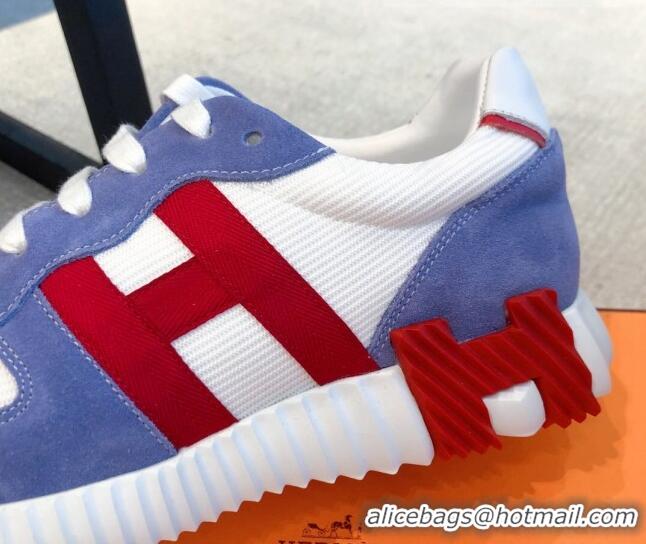 Super Quality Hermes Bouncing Knit and Suede Sneakers Purple/White 062226