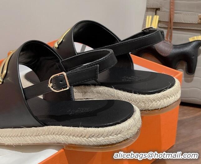 Best Price Hermes Eloise Thong Flat Sandals Black 062233