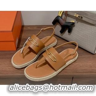 Purchase Hermes Eloise Thong Flat Sandals Brown 062234