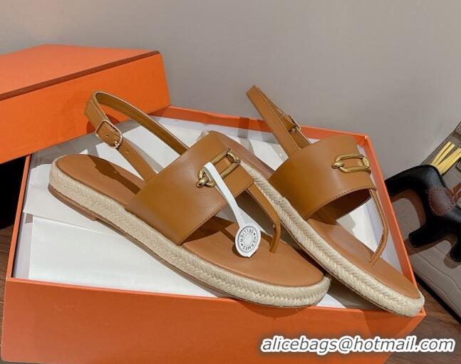 Purchase Hermes Eloise Thong Flat Sandals Brown 062234