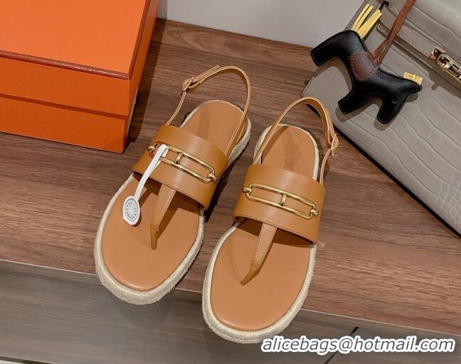 Purchase Hermes Eloise Thong Flat Sandals Brown 062234