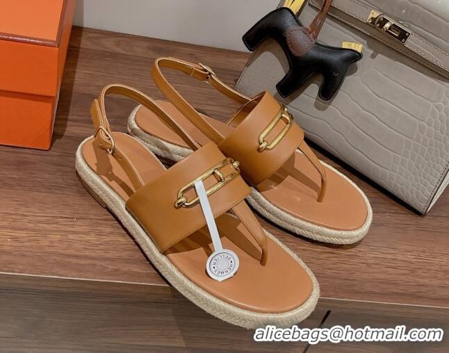 Purchase Hermes Eloise Thong Flat Sandals Brown 062234