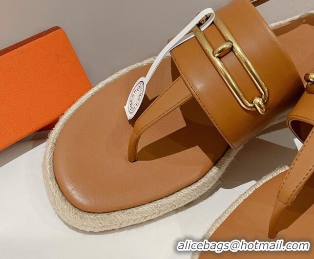 Purchase Hermes Eloise Thong Flat Sandals Brown 062234