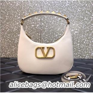 Buy Promotional VALENTINO GARAVANI STUD SIGN Calf Leather Hobo bag 1W2B0K69 white