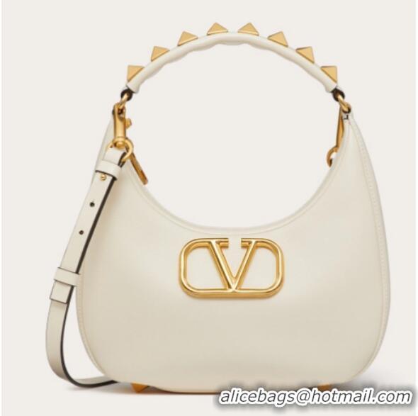 Buy Promotional VALENTINO GARAVANI STUD SIGN Calf Leather Hobo bag 1W2B0K69 white