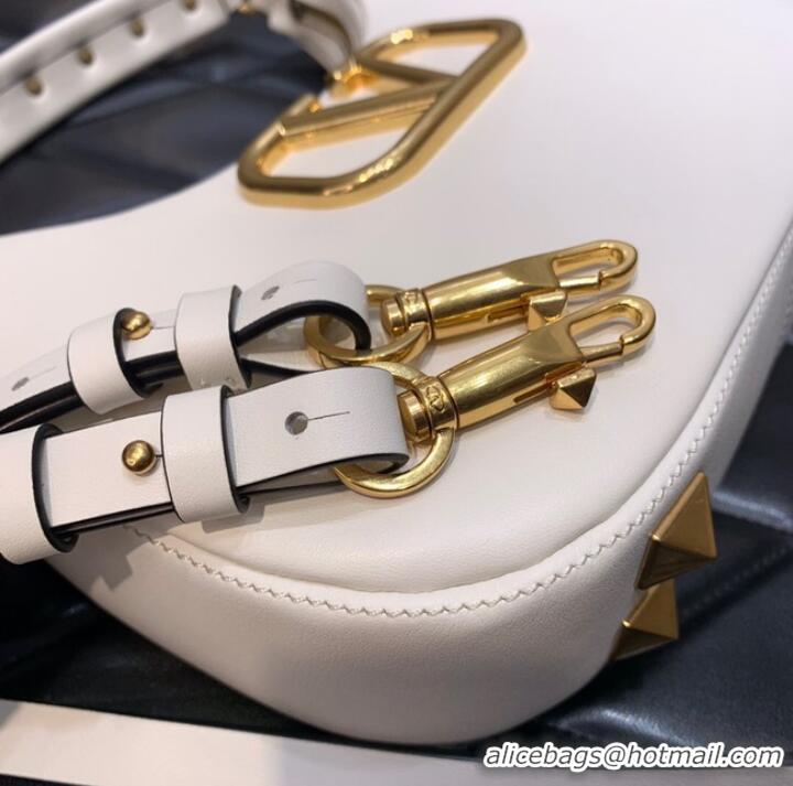 Buy Promotional VALENTINO GARAVANI STUD SIGN Calf Leather Hobo bag 1W2B0K69 white