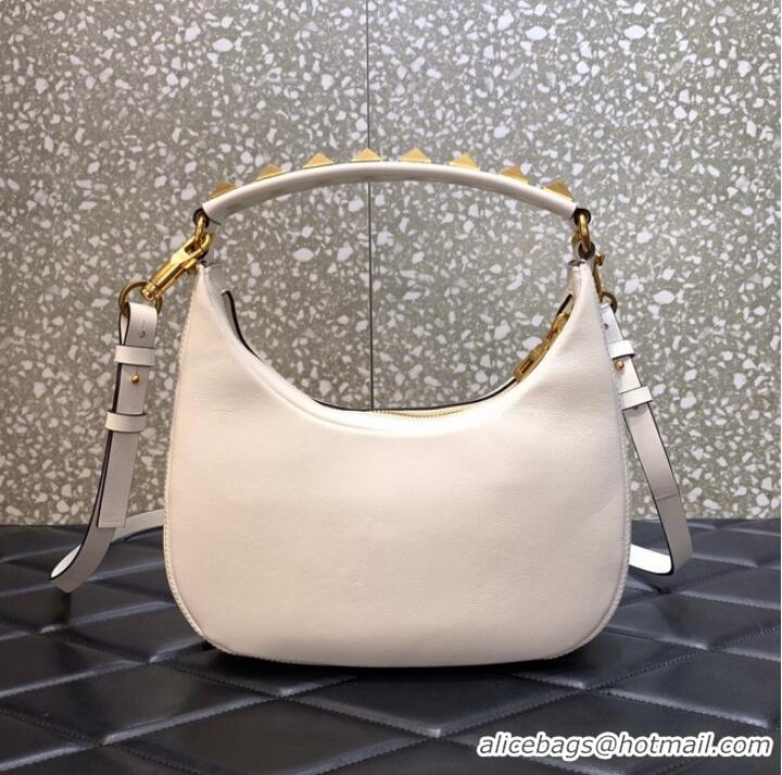 Buy Promotional VALENTINO GARAVANI STUD SIGN Calf Leather Hobo bag 1W2B0K69 white