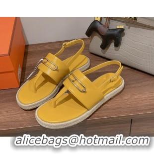 Low Cost Hermes Eloise Thong Flat Sandals Yellow 062235