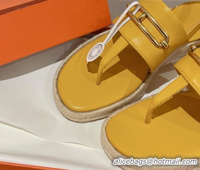 Low Cost Hermes Eloise Thong Flat Sandals Yellow 062235