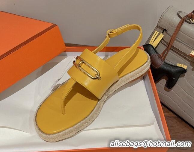 Low Cost Hermes Eloise Thong Flat Sandals Yellow 062235