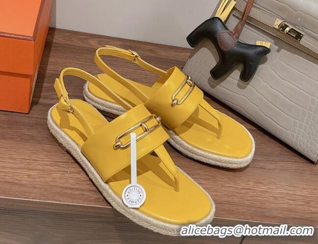 Low Cost Hermes Eloise Thong Flat Sandals Yellow 062235