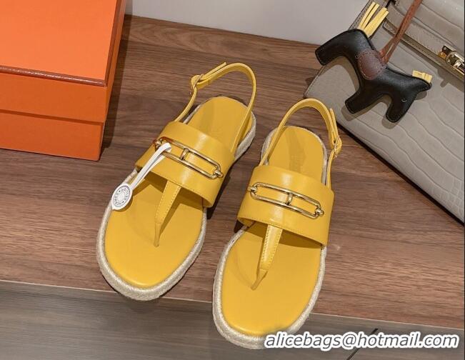 Low Cost Hermes Eloise Thong Flat Sandals Yellow 062235