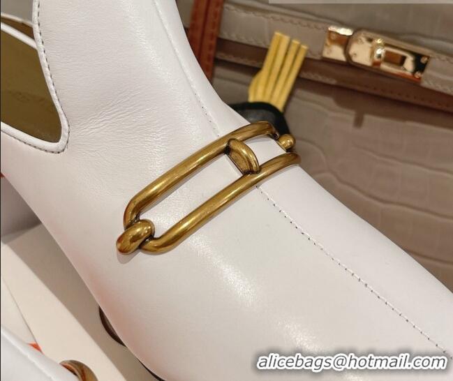 Classic Hot Hermes Eloise Swift Leather Heel Mules 5cm White 062237