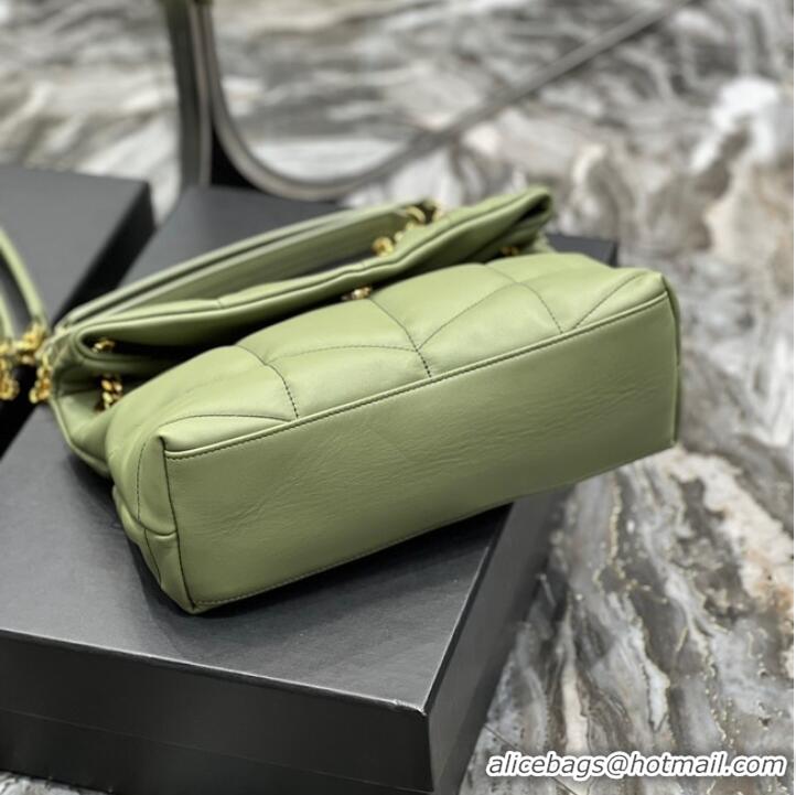 Inexpensive Yves Saint Laurent LOULOU PUFFER MEDIUM BAG IN QUILTED CRINKLED MATTE LEATHER Y577475 LIGHT GREEN