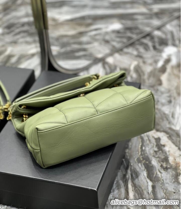 Inexpensive Yves Saint Laurent LOULOU PUFFER MEDIUM BAG IN QUILTED CRINKLED MATTE LEATHER Y577475 LIGHT GREEN