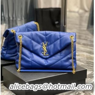 Discount Yves Saint Laurent LOULOU PUFFER MEDIUM BAG IN QUILTED CRINKLED MATTE LEATHER Y577475 Electro optic blue