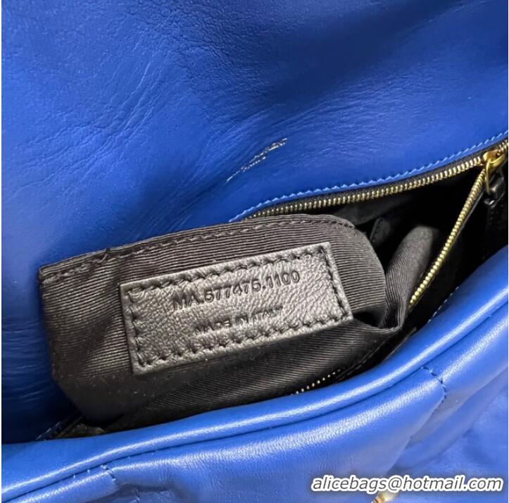 Discount Yves Saint Laurent LOULOU PUFFER MEDIUM BAG IN QUILTED CRINKLED MATTE LEATHER Y577475 Electro optic blue