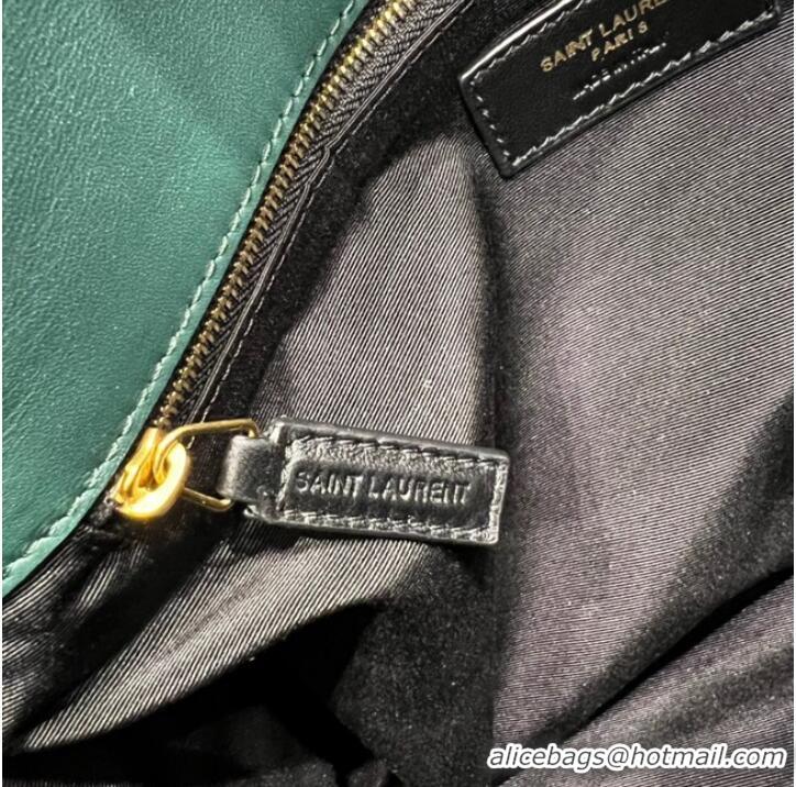 New Design Yves Saint Laurent LOULOU PUFFER MEDIUM BAG IN QUILTED CRINKLED MATTE LEATHER Y577475 blackish green