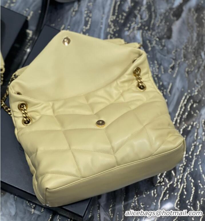 Top Grade Yves Saint Laurent LOULOU PUFFER MEDIUM BAG IN QUILTED CRINKLED MATTE LEATHER Y577475 yellow