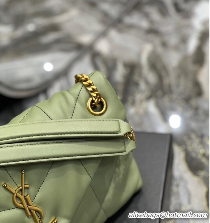 Cheapest Yves Saint Laurent LOULOU PUFFER MEDIUM BAG IN QUILTED CRINKLED MATTE LEATHER Y577475 LIGHT GREEN