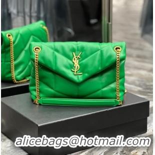 Good Quality Yves Saint Laurent PUFFER SMALL CHAIN BAG IN QUILTED LAMBSKIN 5774761 EMERALD GREEN